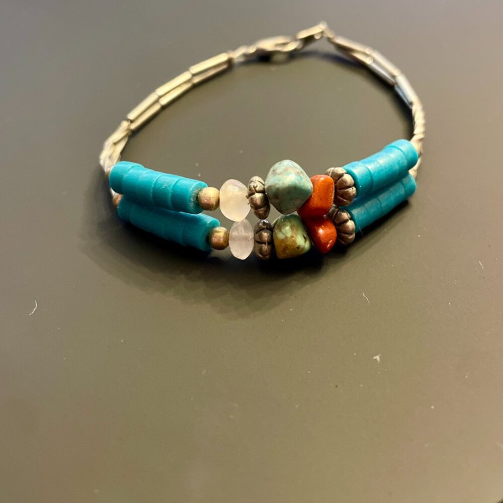 Navajo Turquoise Stone Silver Bracelet